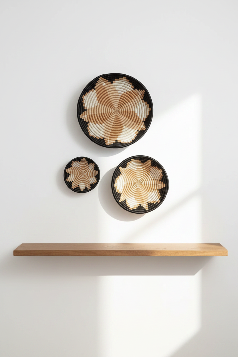 Alexia Woven Bowl | Spiral Geometric | Black, Natural & White | KORISSA