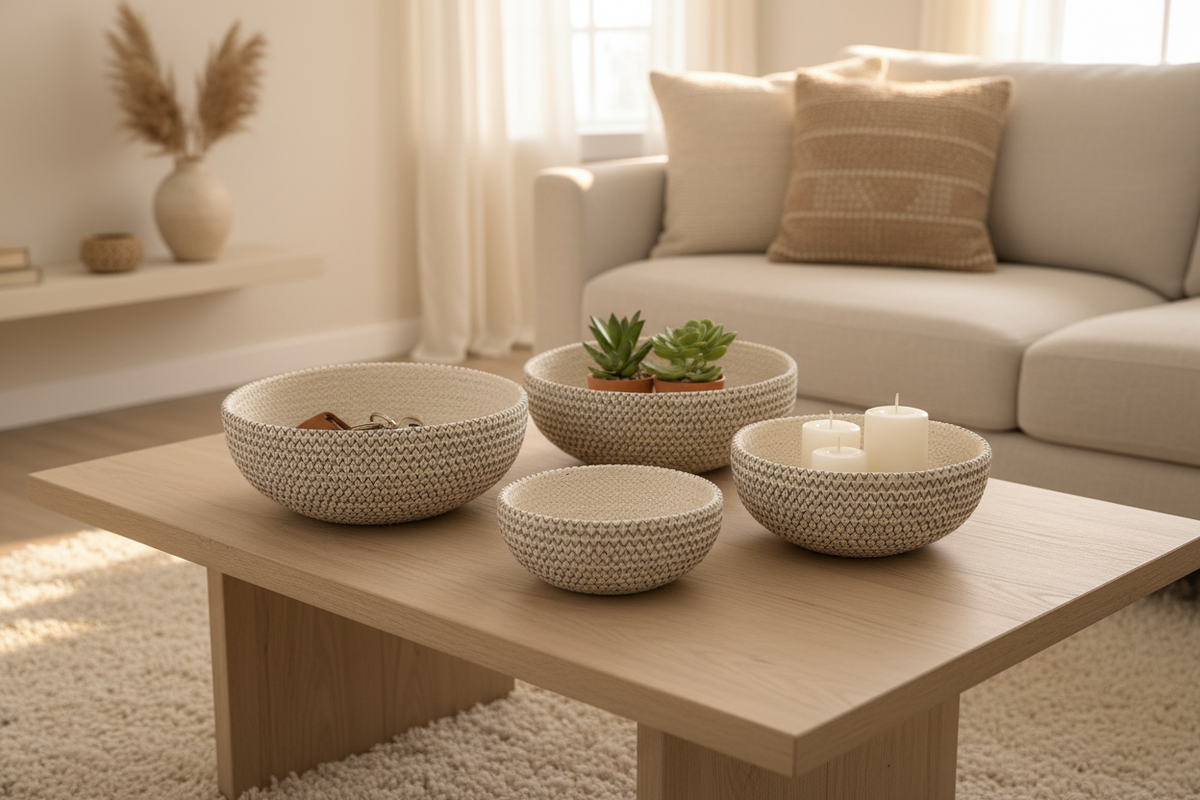 Amari Seagrass Bowl | Black Chevron | Set of 4 | KORISSA