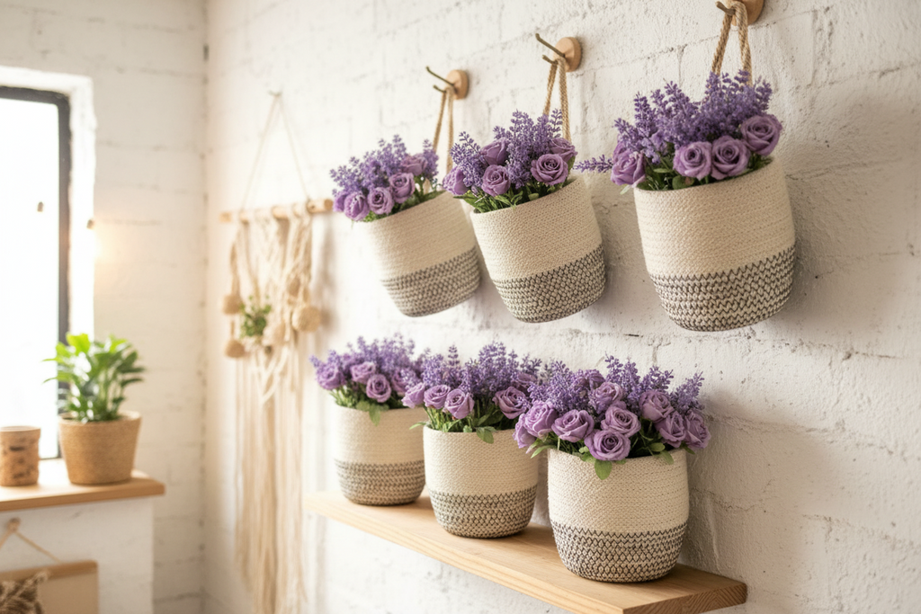 Amari Loop Basket - Black | Handwoven Jute Plant & Vase Holder