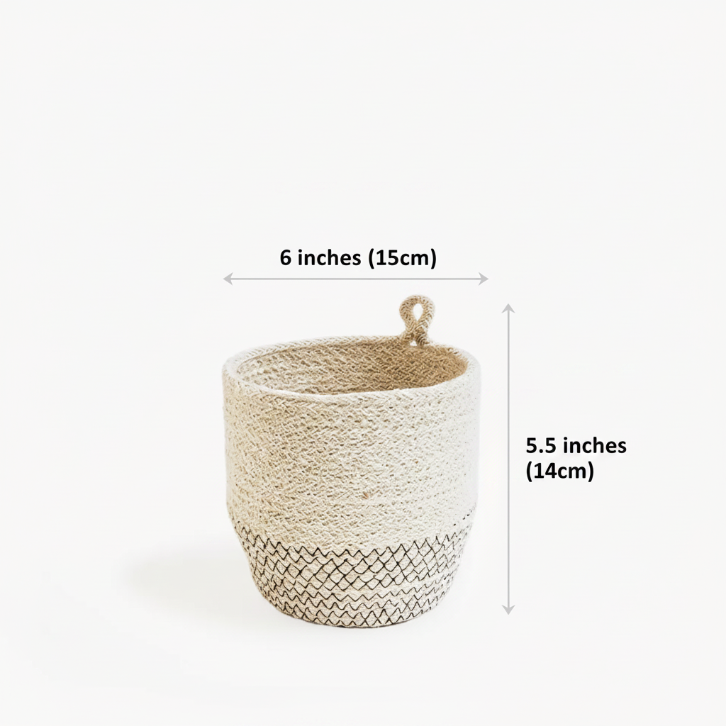 Amari Loop Basket - Black | Handwoven Jute Plant & Vase Holder
