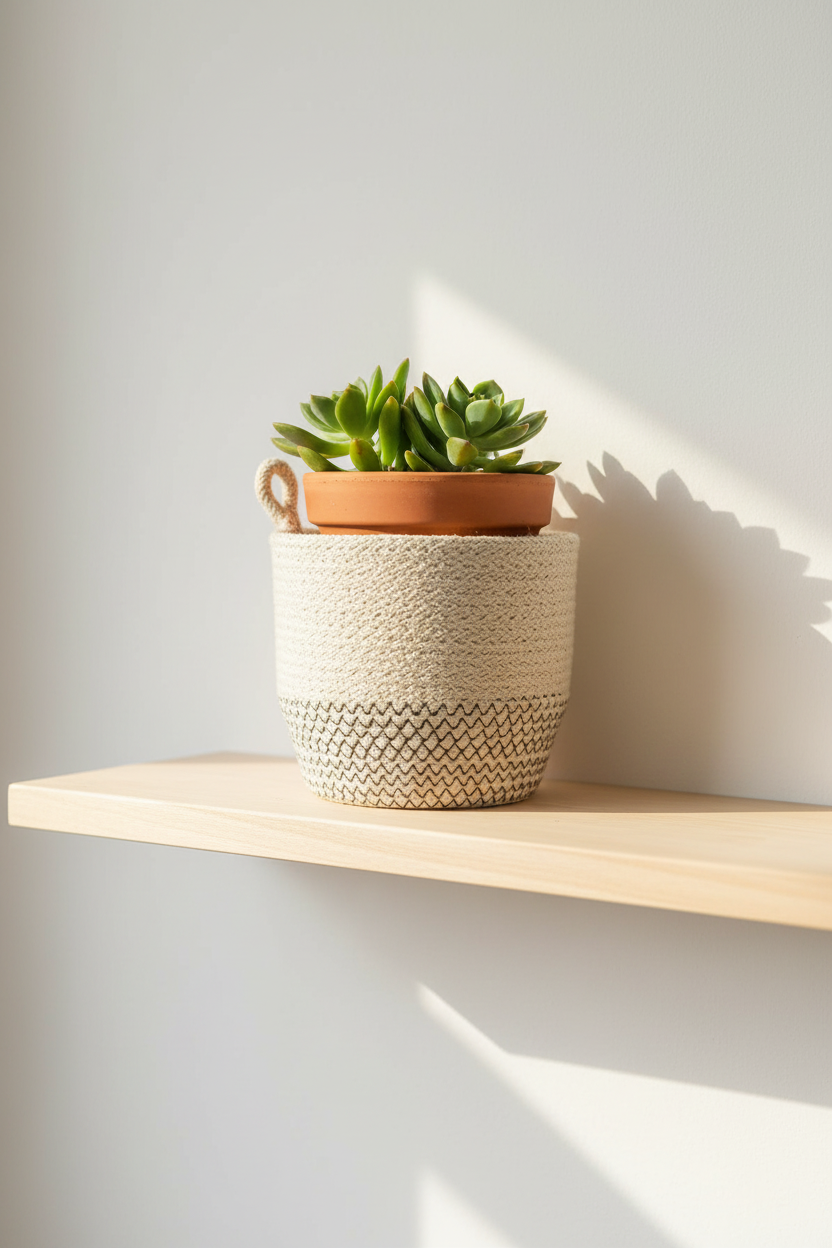 Amari Loop Basket - Black | Handwoven Jute Plant & Vase Holder
