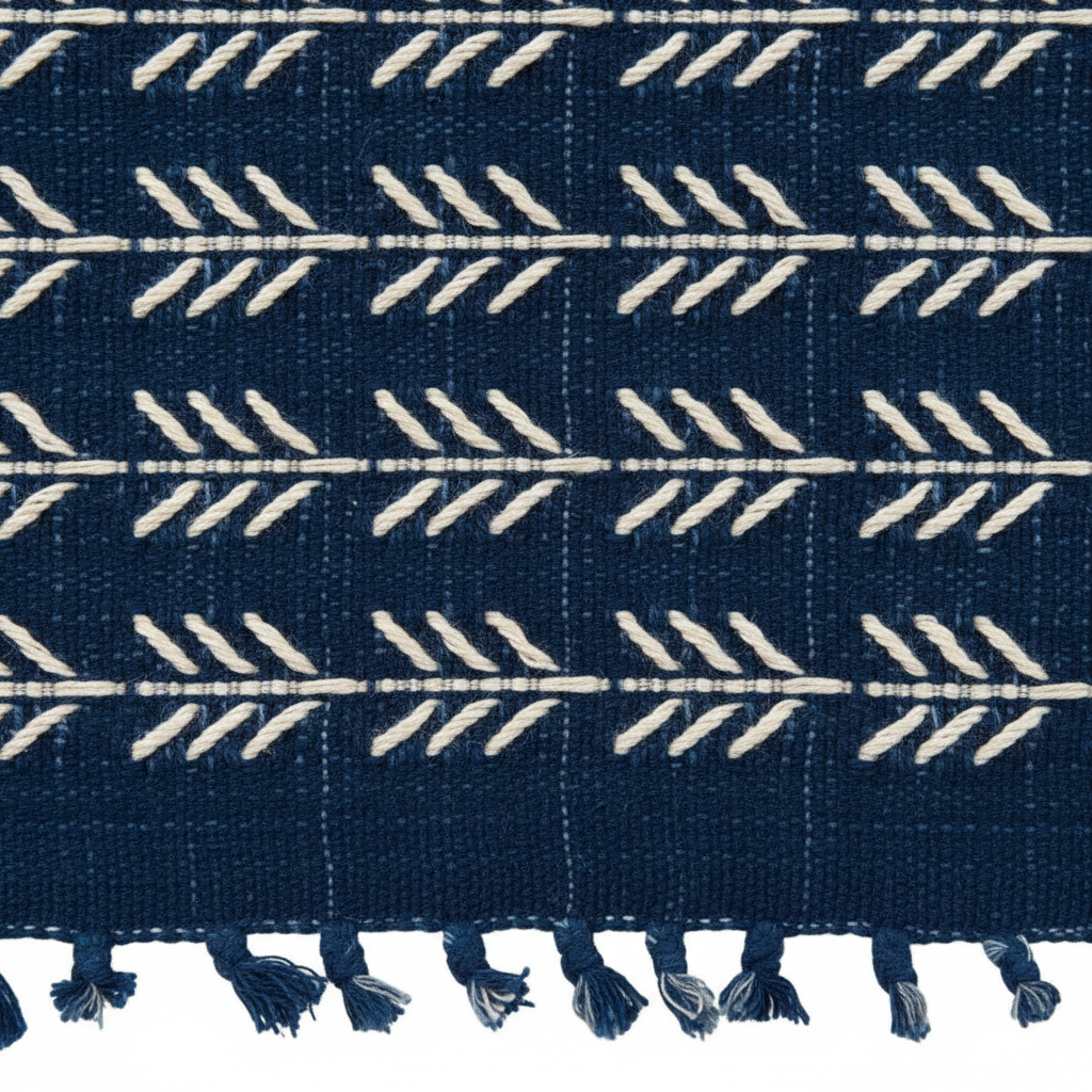 Handwoven Table Runner in Indigo Arrow | Backstrap Loom | Maya Artisans | MESO Goods