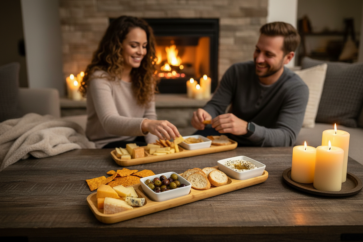 Bamboo Divided Serving Tray | 17" × 4.5" | With Dip Bowls | Wilmax