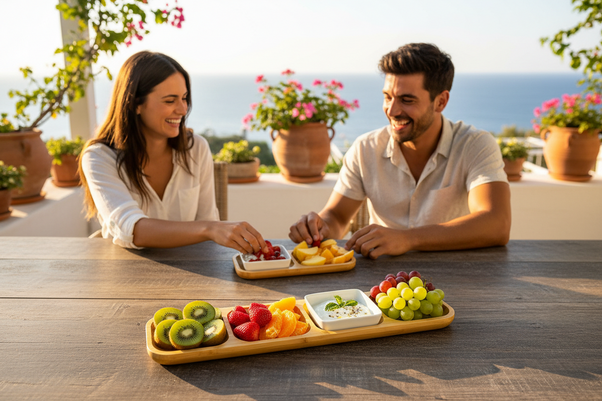 Bamboo Divided Serving Tray | 17" × 4.5" | With Dip Bowls | Wilmax