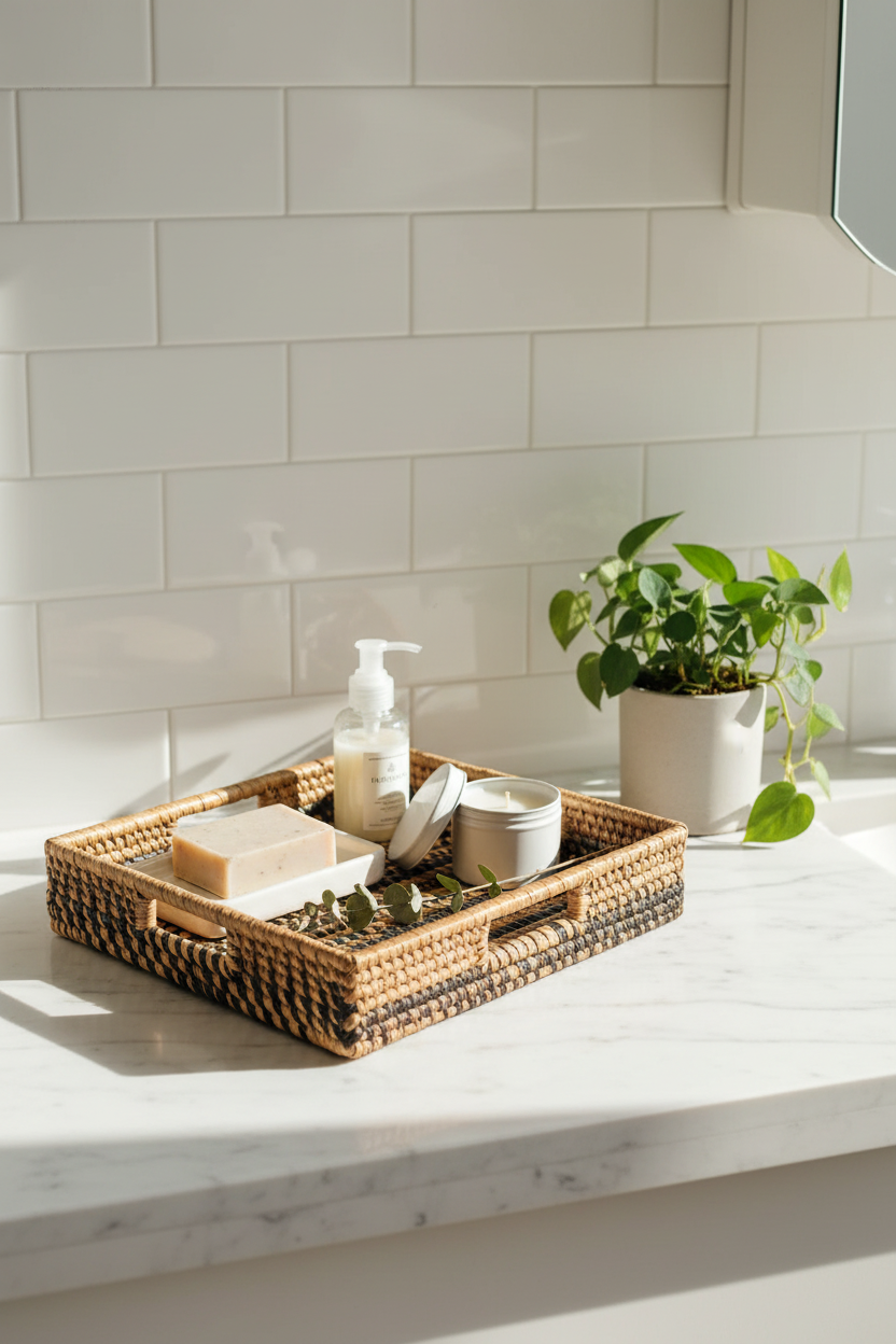 Parker Banana Leaf Tray | Handwoven Rattan & Banana Leaf | Natural & Black | Medium & Grand