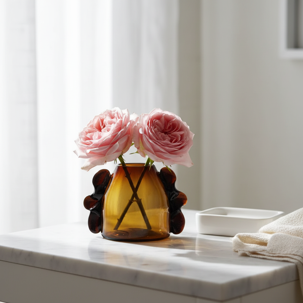 Dalia Bud Vase | Mouth-Blown Recycled Amber Glass | MESO Goods