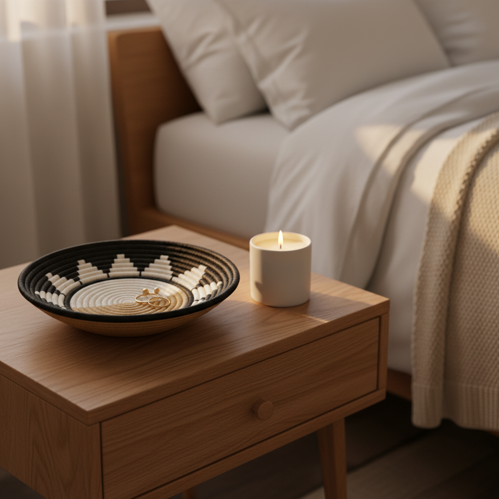 Zubita Woven Bowl | Sunrise Pattern | 2 Sizes | 2 Colorways | Wall Decor | Azizi Life | Rwanda