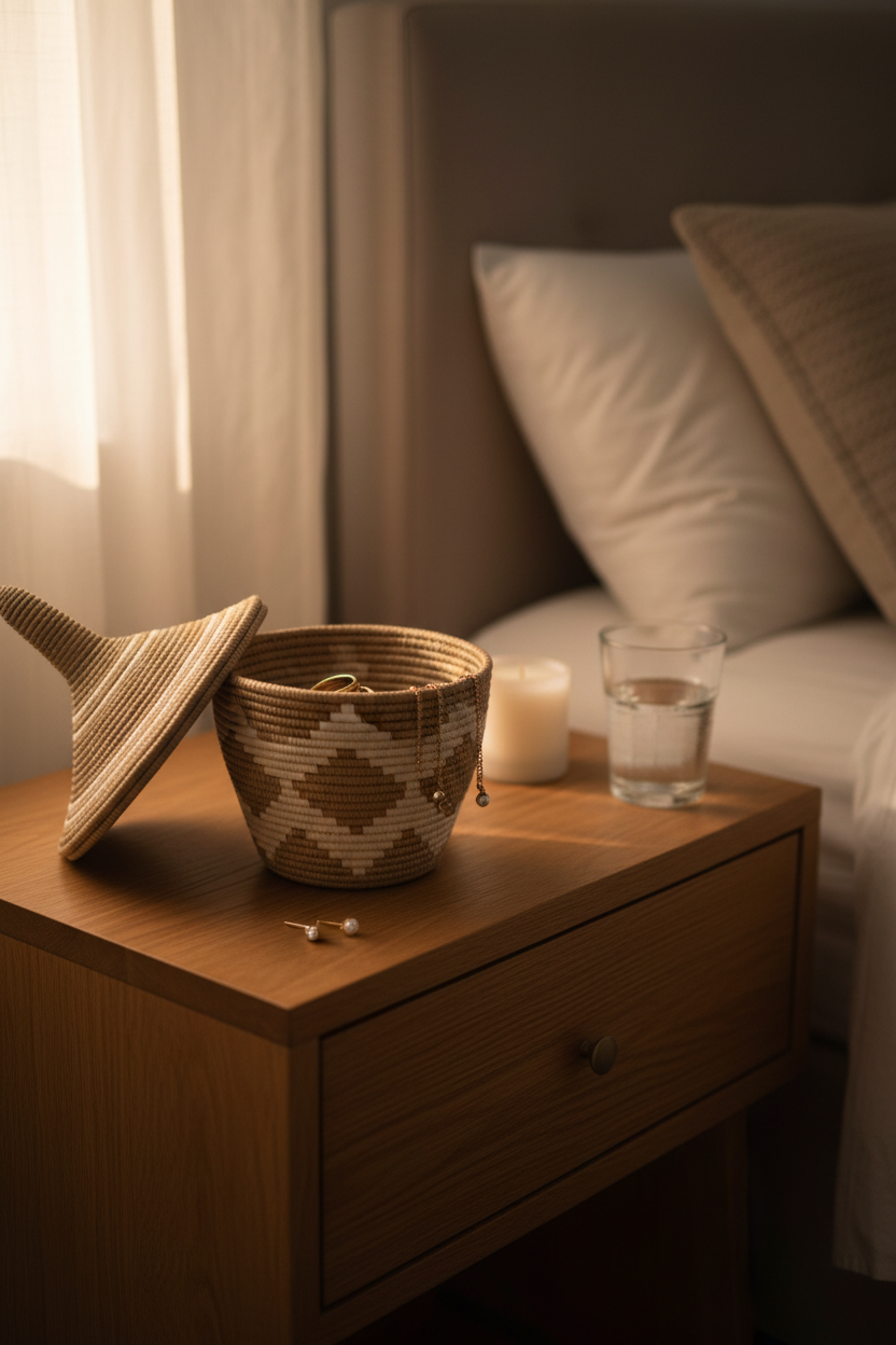 Sisal Peace Basket | Chevron | Conical Lid | Tea-Dyed | Rwanda | Azizi Life