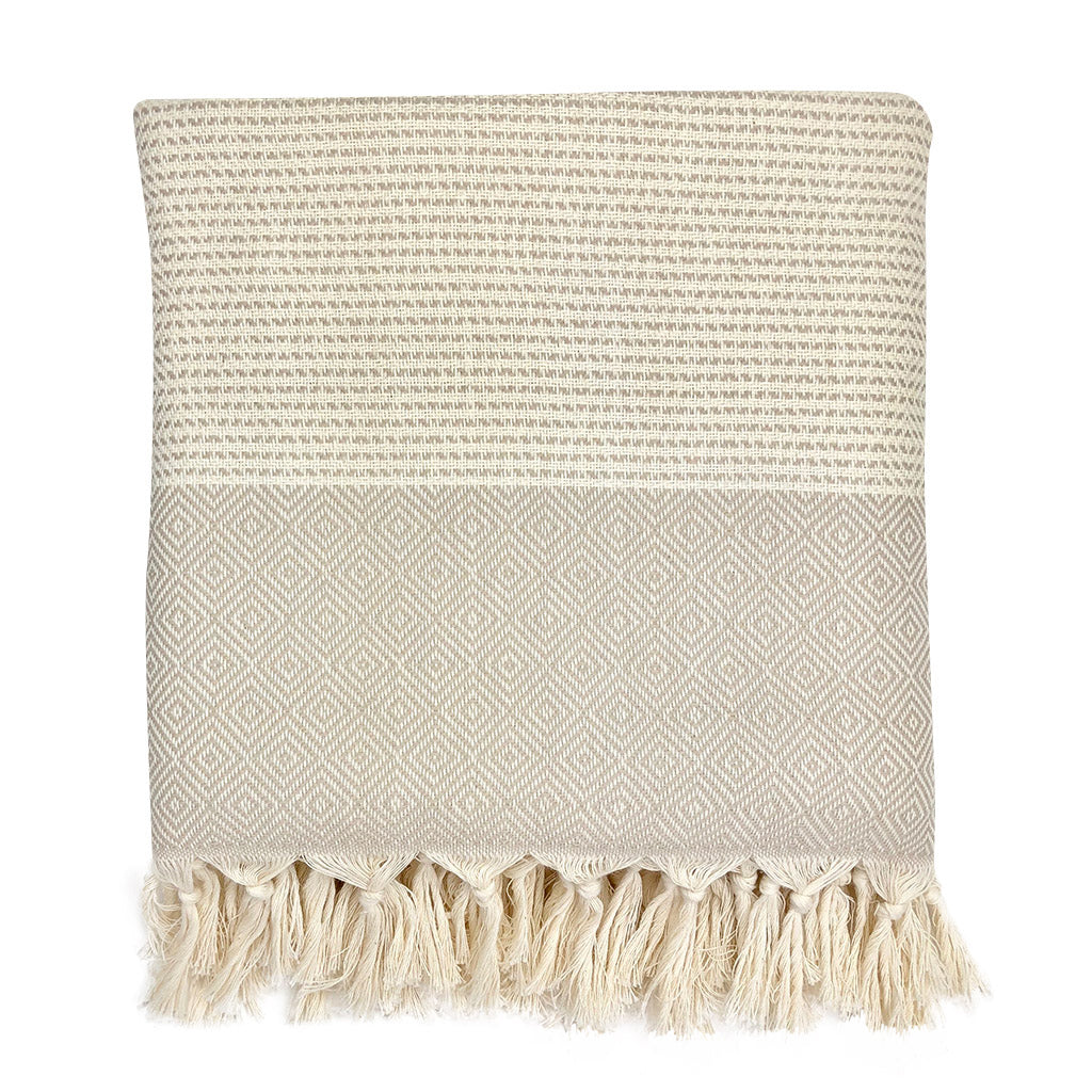 Diamond Stripe Turkish Throw | 88” × 69” | 100% Turkish Cotton | SLATE + SALT