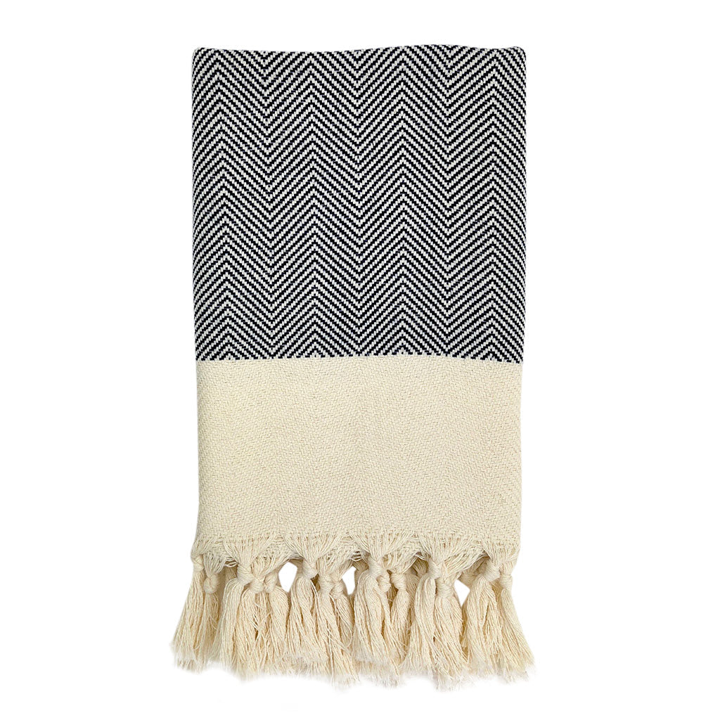 Herringbone Turkish Hand Towel | 39” × 18” | 100% Turkish Cotton | SLATE + SALT