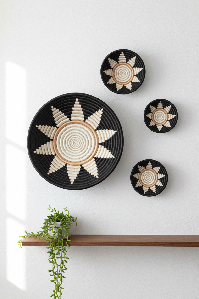 Zuba Woven Bowl | 3 Sizes | Black · Teal · Blush | Wall Decor | Azizi Life | Rwanda