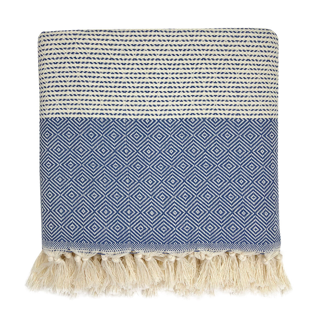 Diamond Stripe Turkish Throw | 88” × 69” | 100% Turkish Cotton | SLATE + SALT