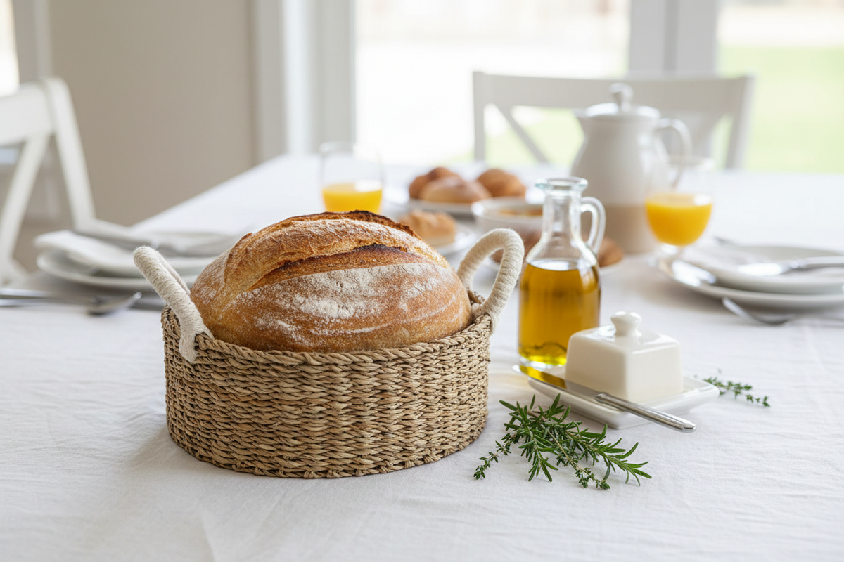 Terracotta Bread Warmer & Seagrass Basket | Dove & Olive Branch | KORISSA