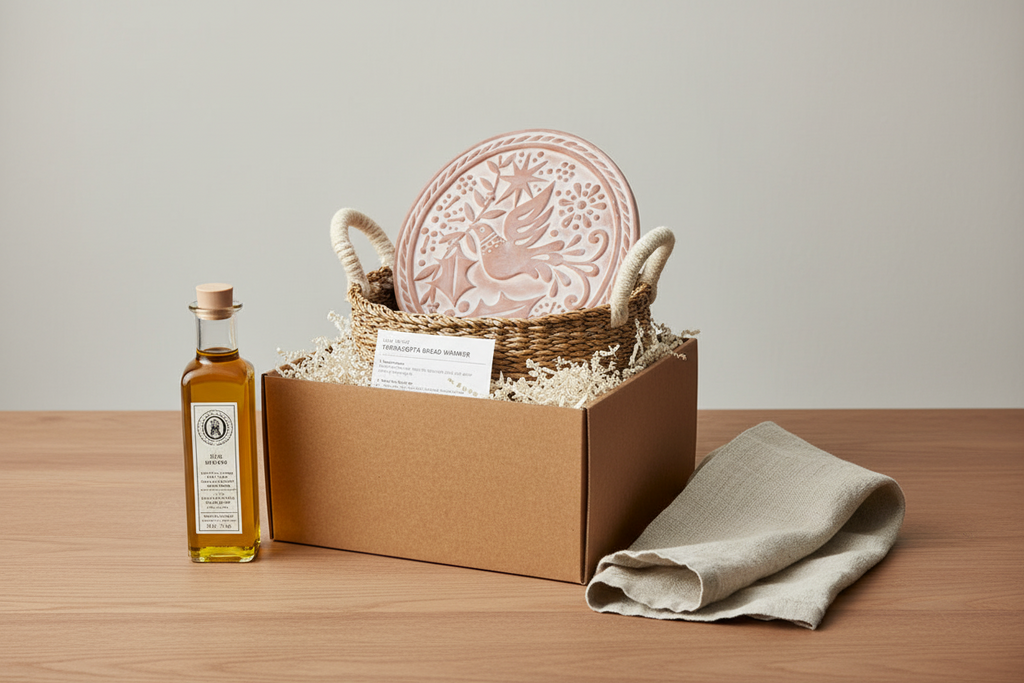 Terracotta Bread Warmer & Seagrass Basket | Dove & Olive Branch | KORISSA