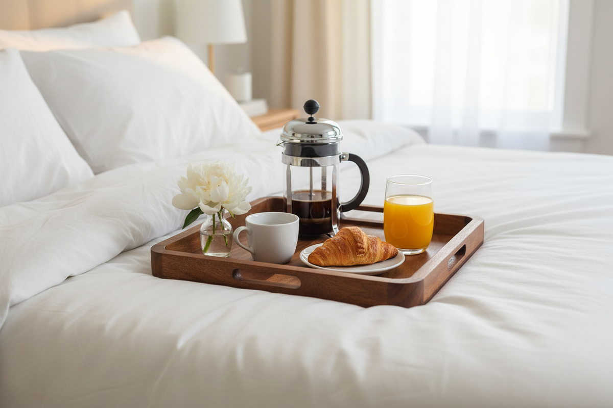 Square Acacia Wood Serving Tray | 15" | Cut-Out Handles | Kalmar Home