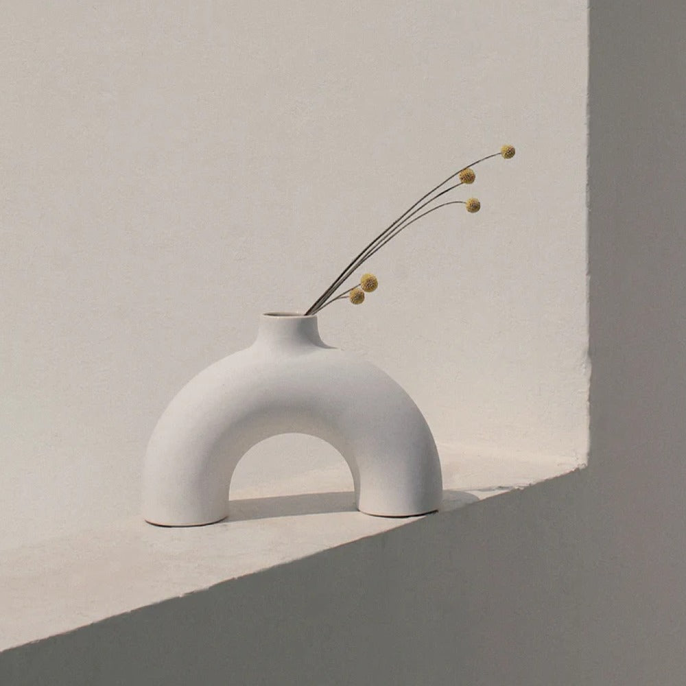"Half Polo" Arch Ceramic Vase | Sculptural Off-White | Osmos Studio