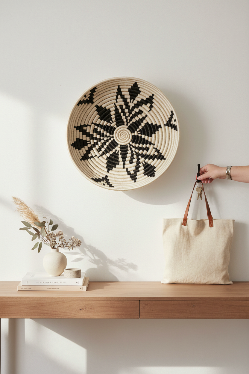 Boutique Cactus Blossom Woven Bowl | Black & White | S/M/L | Azizi Life | KORISSA