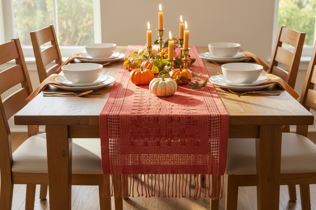 Chemin de table Calado en Terracotta