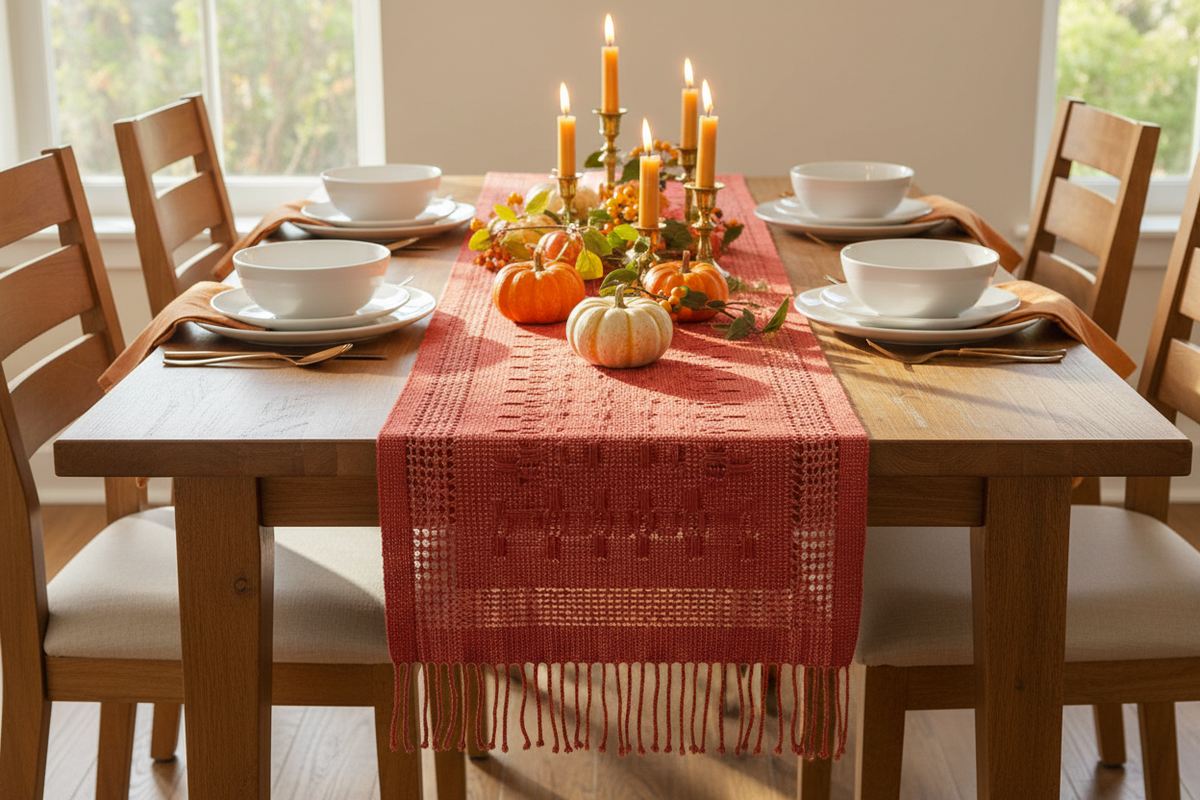 Chemin de table Calado en Terracotta