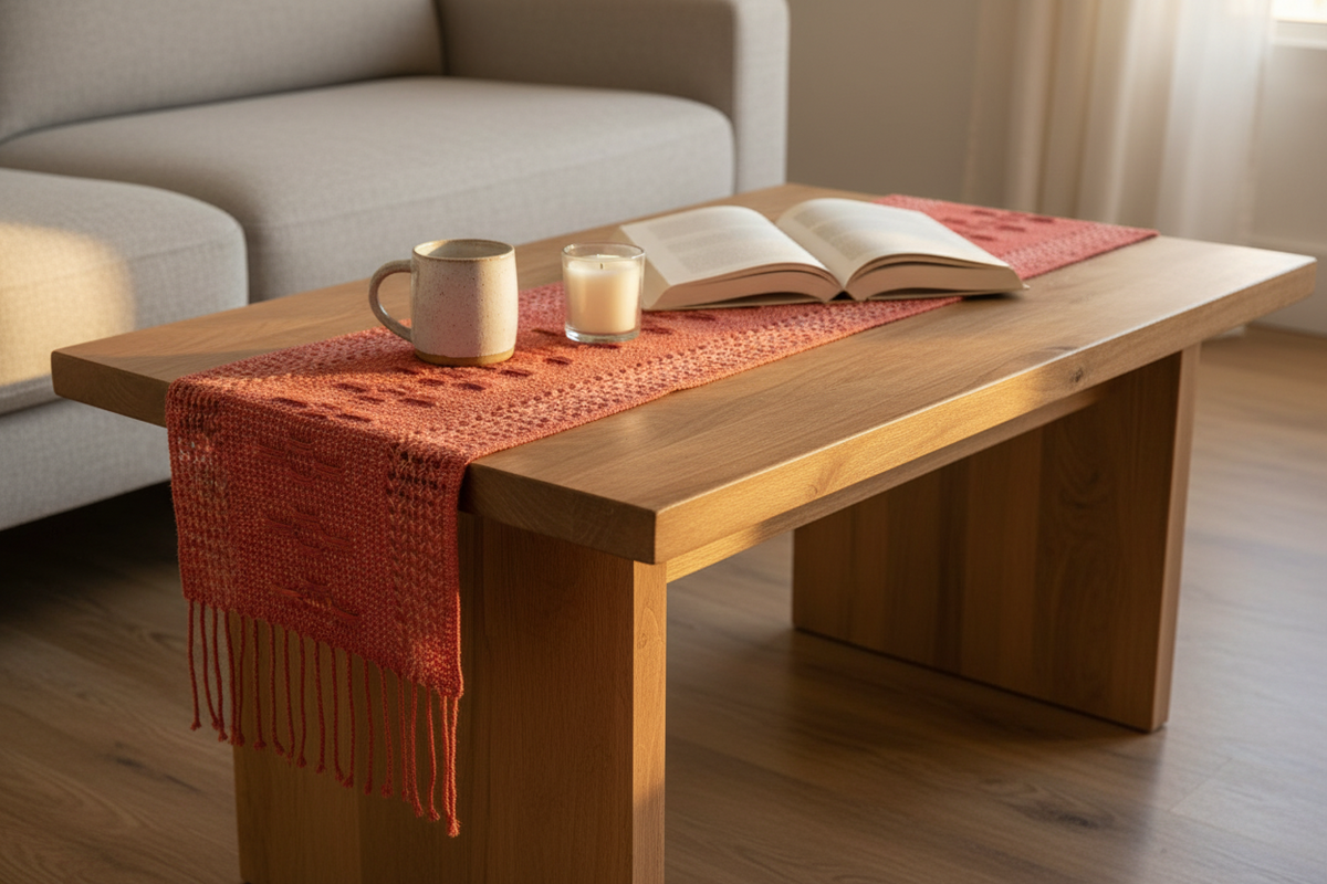 Chemin de table Calado en Terracotta