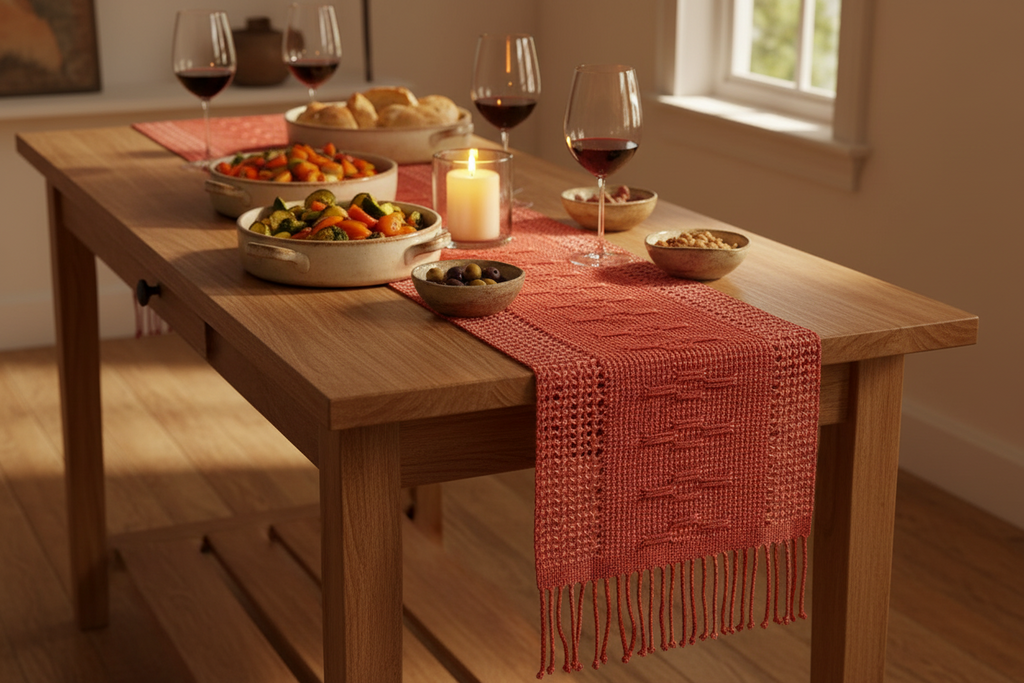 Chemin de table Calado en Terracotta