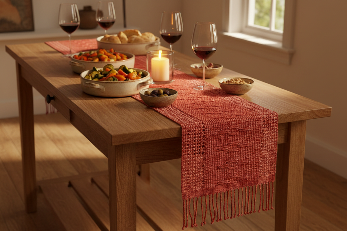 Chemin de table Calado en Terracotta