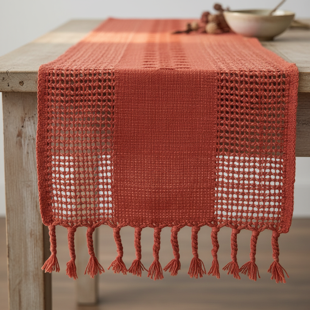 Chemin de table Calado en Terracotta