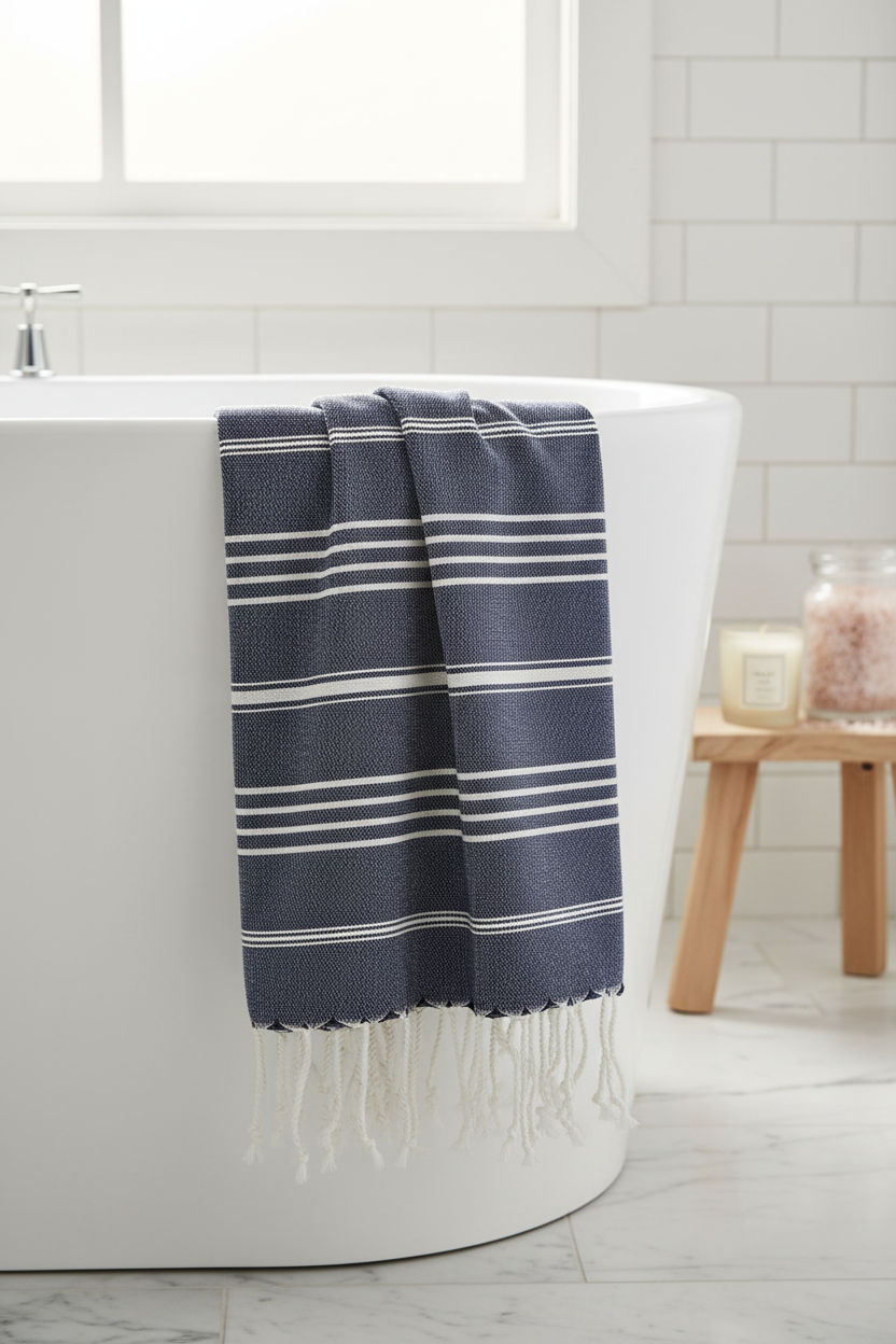 Classic Turkish Hand Towel | 36” × 22” | 100% Turkish Cotton | SLATE + SALT