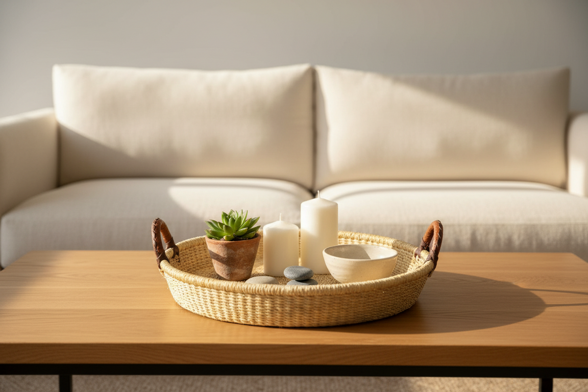 The Montgomery Tray | Handwoven Straw | Leather Handles | Wall Art | Sonder & Holliday