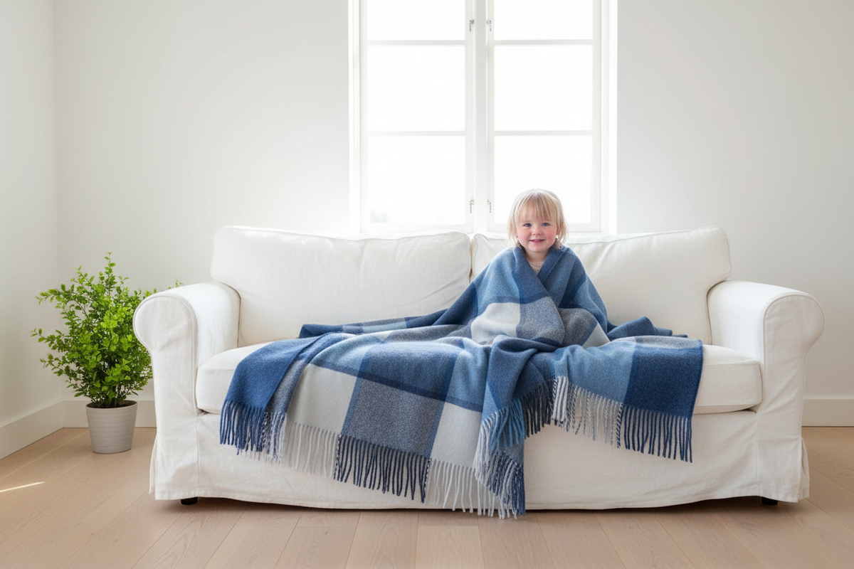 Lambswool Throw Blanket | Large Plaid | Tassel Fringe | 7 Colorways
