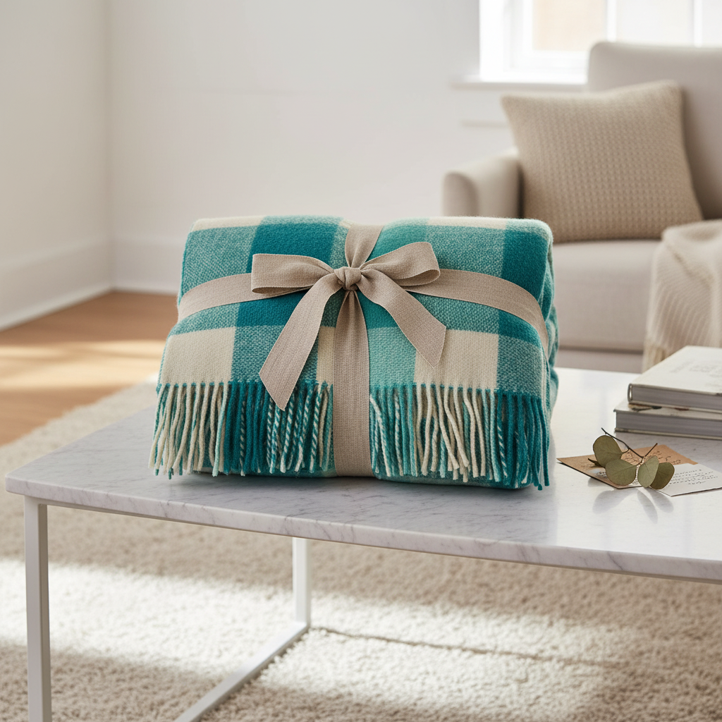 Lambswool Throw Blanket | Large Plaid | Tassel Fringe | 7 Colorways