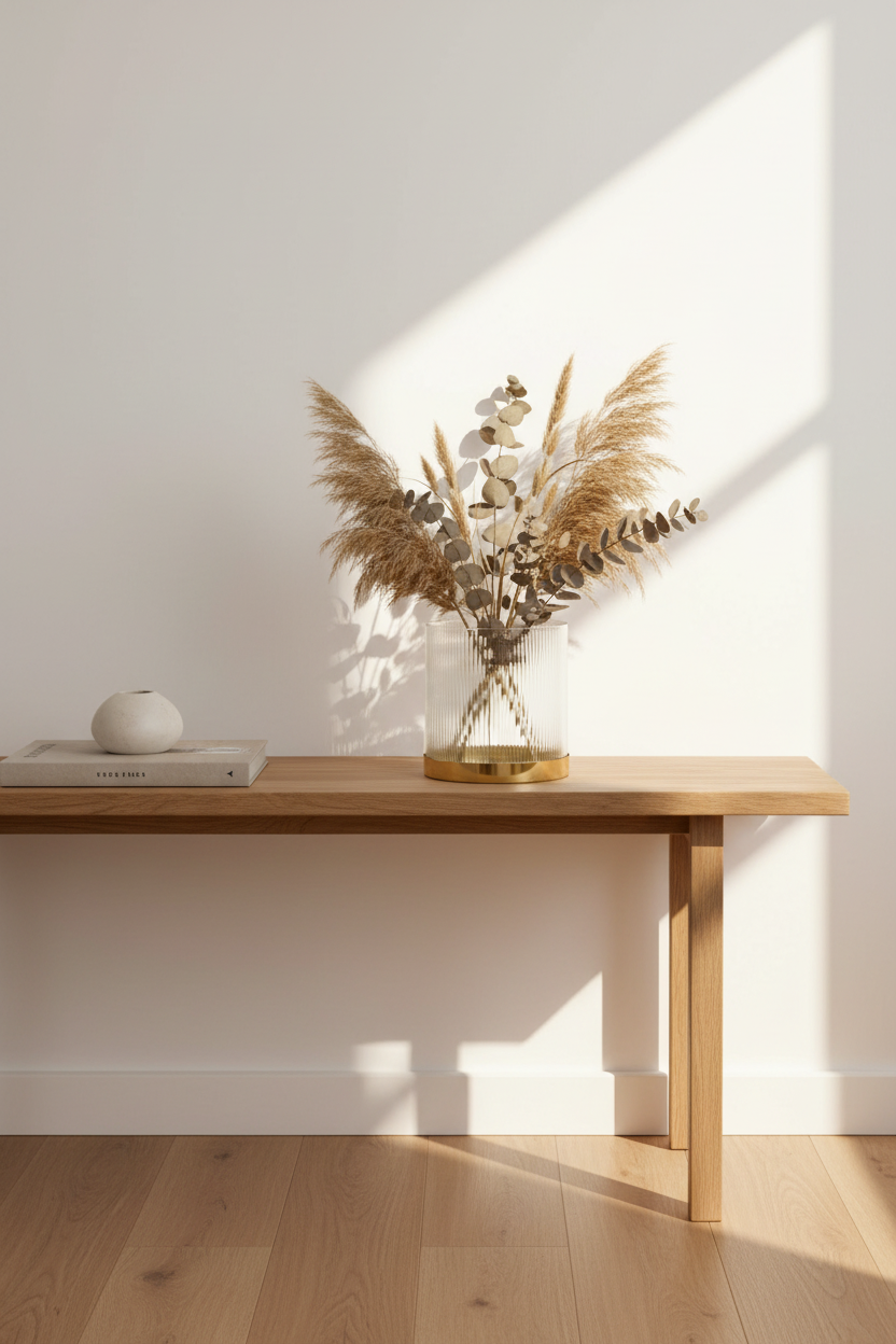 Fluted Glass Vase & Candle Holder with Brass Base | Hand-Blown | Fleck India