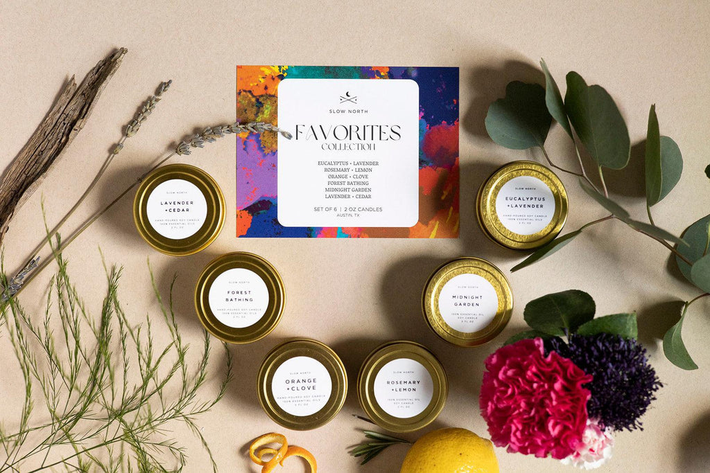 Slow North Favorites Collection | 6-Pack Soy Wax Mini Candles | 100% Essential Oil Scents