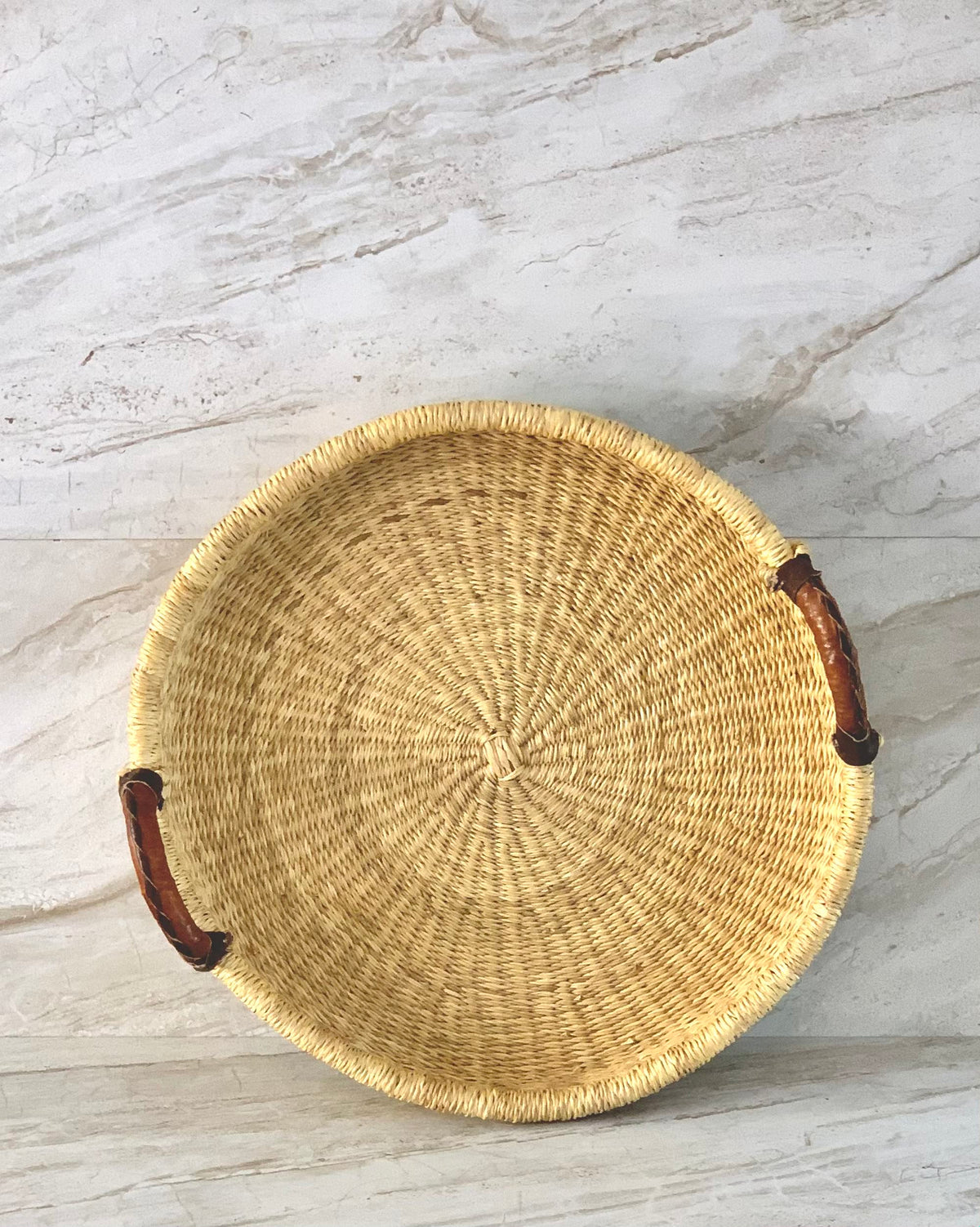 The Montgomery Tray | Handwoven Straw | Leather Handles | Wall Art | Sonder & Holliday