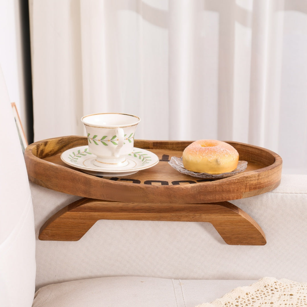 "Couch Potato" Oval Acacia Wood Tray | Laser Engraved | Snack & Serving Tray
