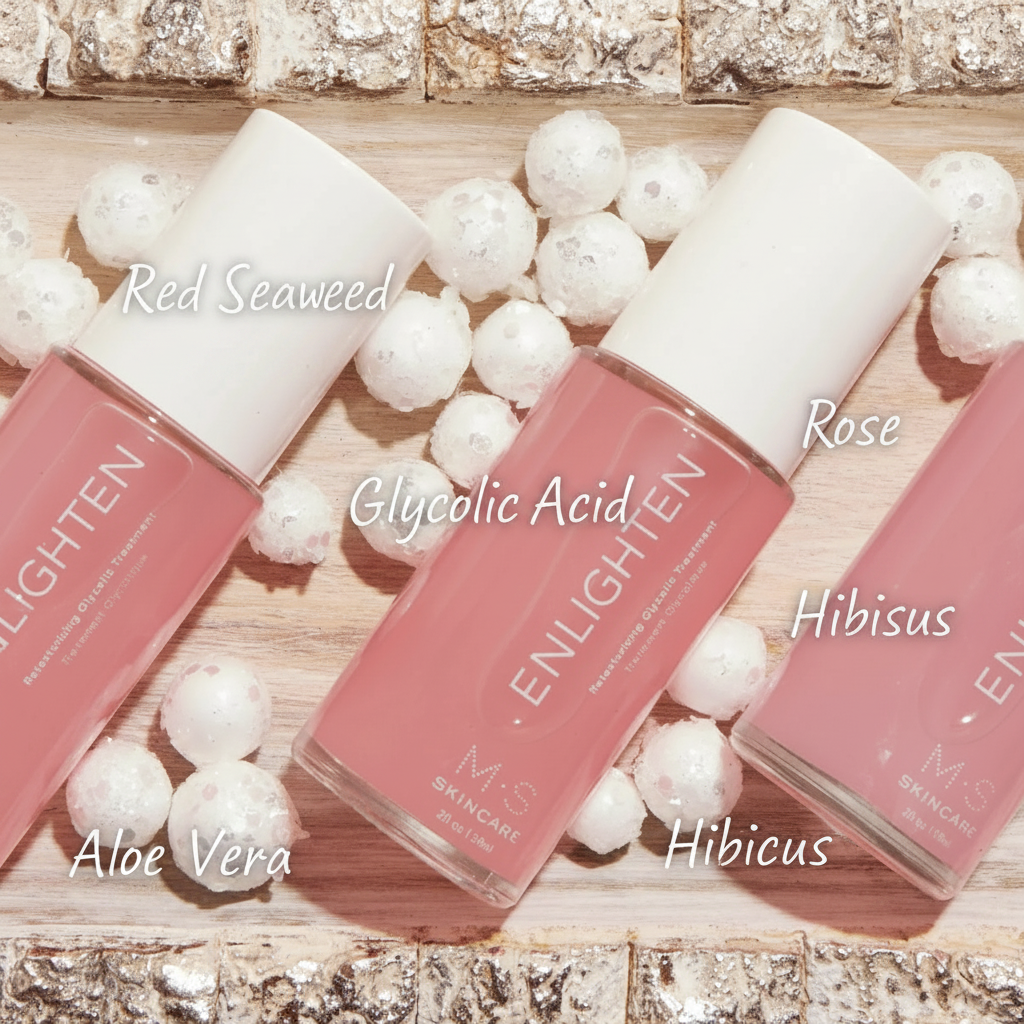 ENLIGHTEN | Glycolic Acid Re-Texturizing Treatment | Red Seaweed + Hibiscus + Rose | 2 fl oz