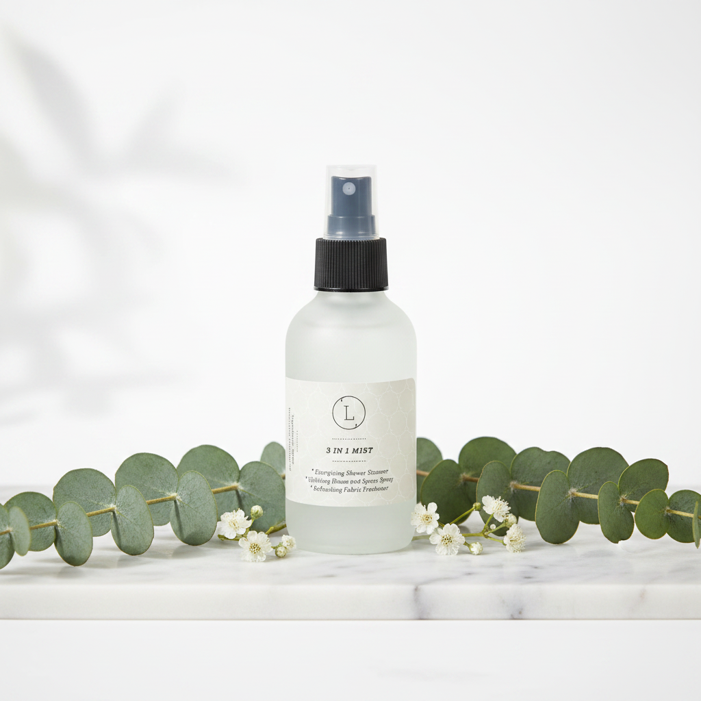 Eucalyptus 3-in-1 Mist Spray | Shower, Room & Fabric | 4oz Frosted Glass