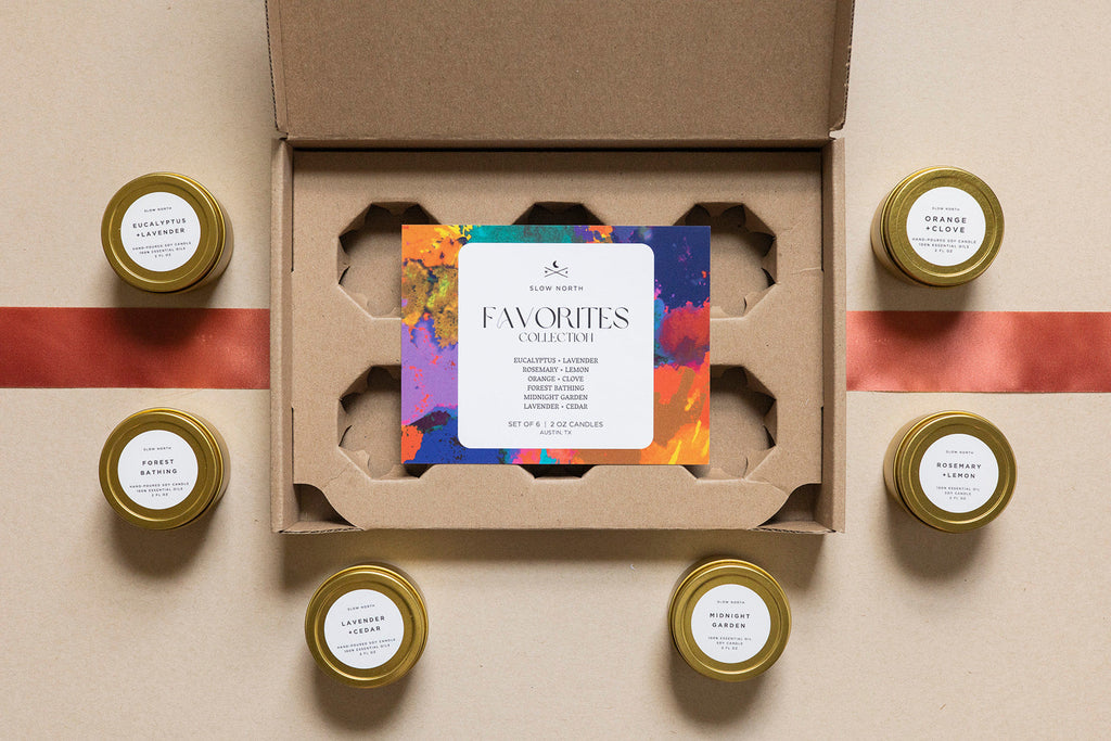 Slow North Favorites Collection | 6-Pack Soy Wax Mini Candles | 100% Essential Oil Scents