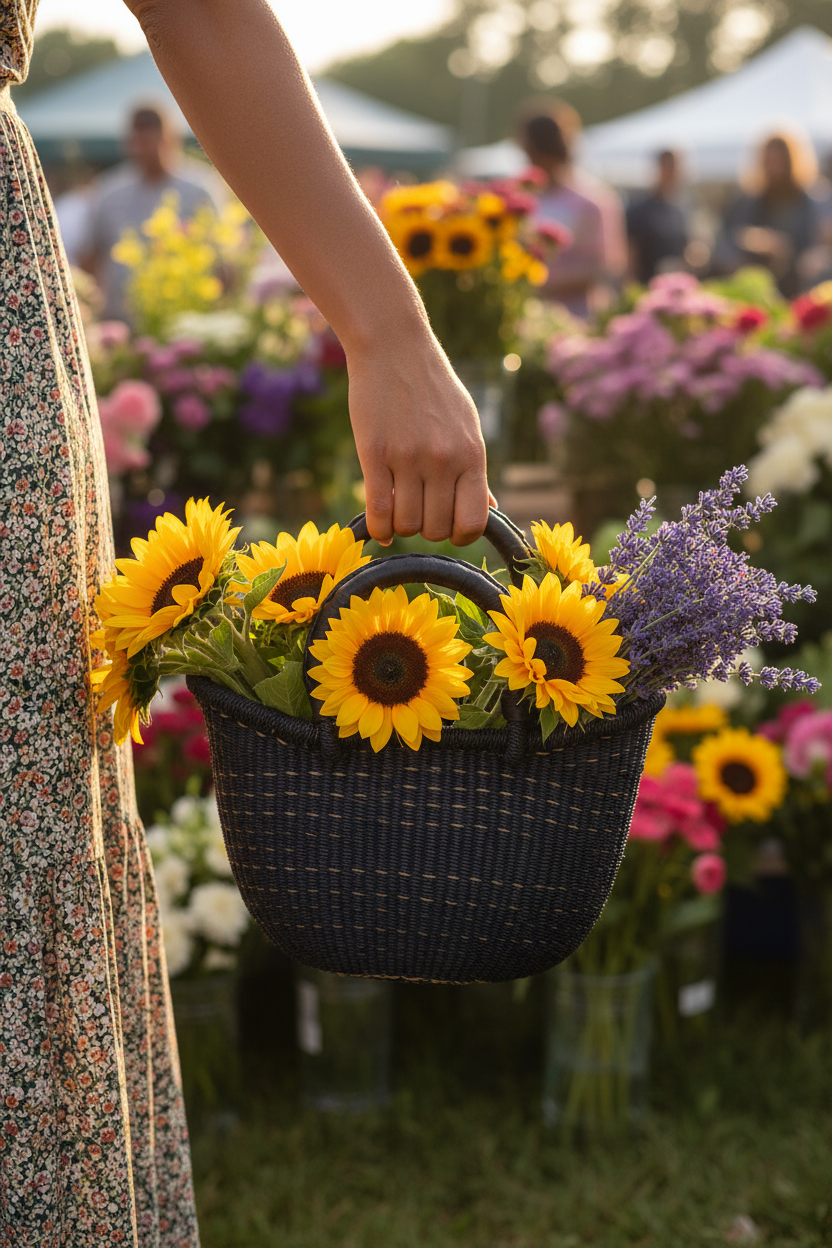 The Petite Victoria Basket Bag | Handwoven Straw | Goatskin Handles | Sonder & Holliday