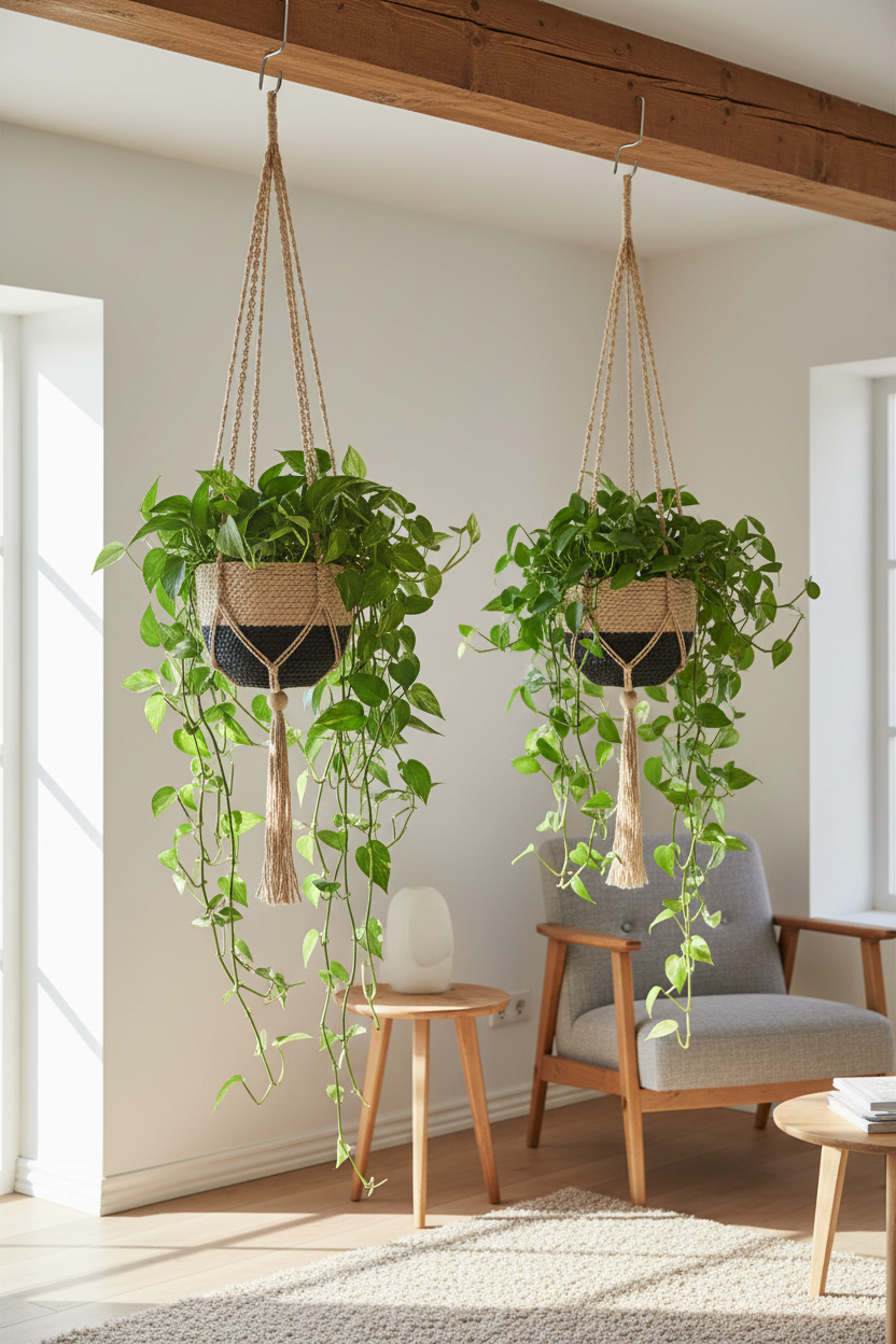 Flora Plant Hanger with Seagrass Basket | Wooden Beads & Tassels | KORISSA