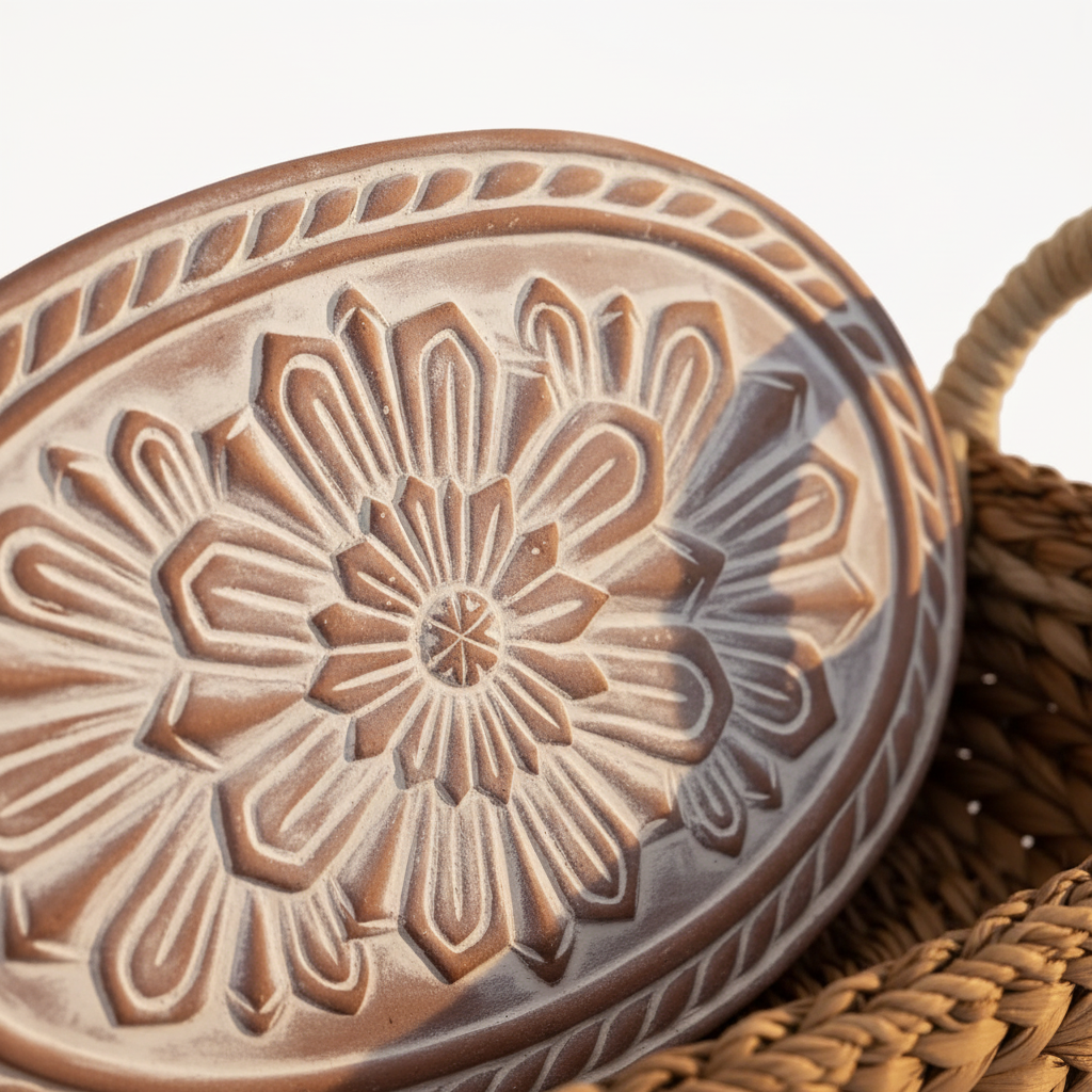 Terracotta Bread Warmer & Seagrass Basket | Mandala Flower | KORISSA