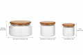 Fluted Glass Storage Jars with Acacia Lids | Set of 3 | Fleck India