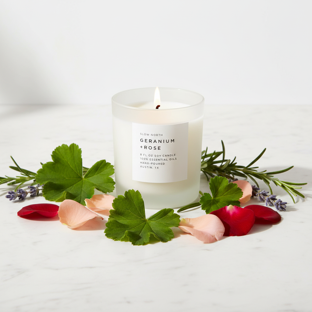 Geranium + Rose Signature Candle | Slow North | Natural Soy Wax