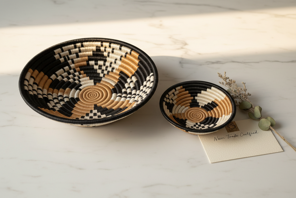 Boutique Diversiform Woven Basket Bowl | Limited Edition | Wall Decor | Azizi Life | Rwanda