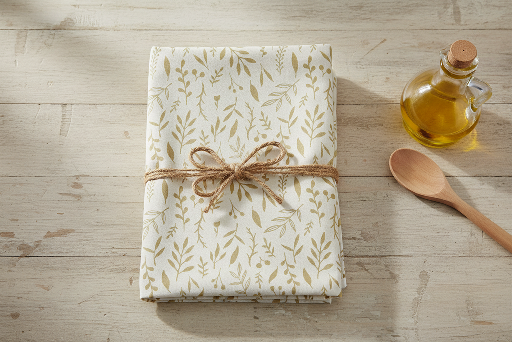 Gold Falling Leaves Tea Towel | 18” × 30” | Cotton Twill | Lauren Ullrich Art