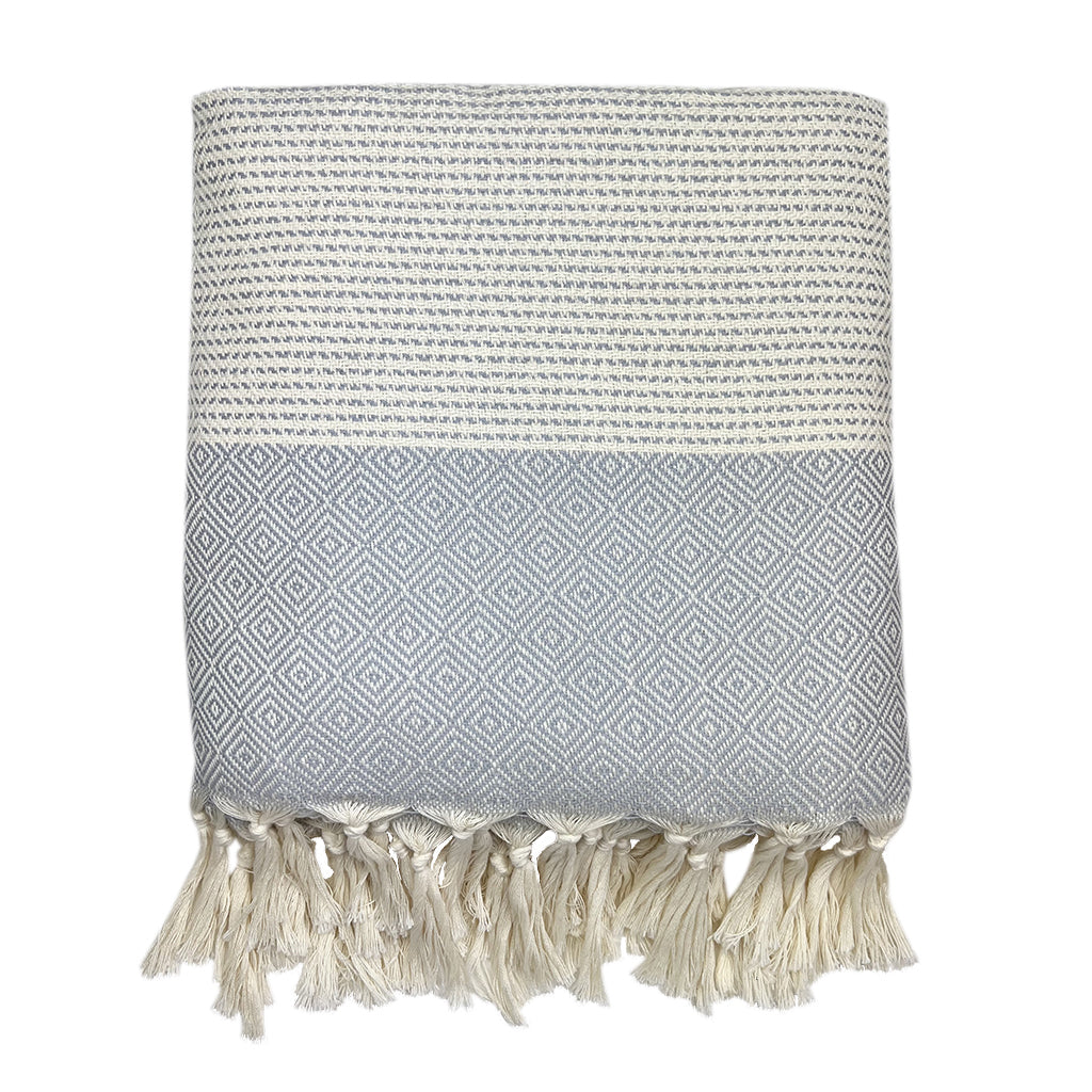 Diamond Stripe Turkish Throw | 88” × 69” | 100% Turkish Cotton | SLATE + SALT