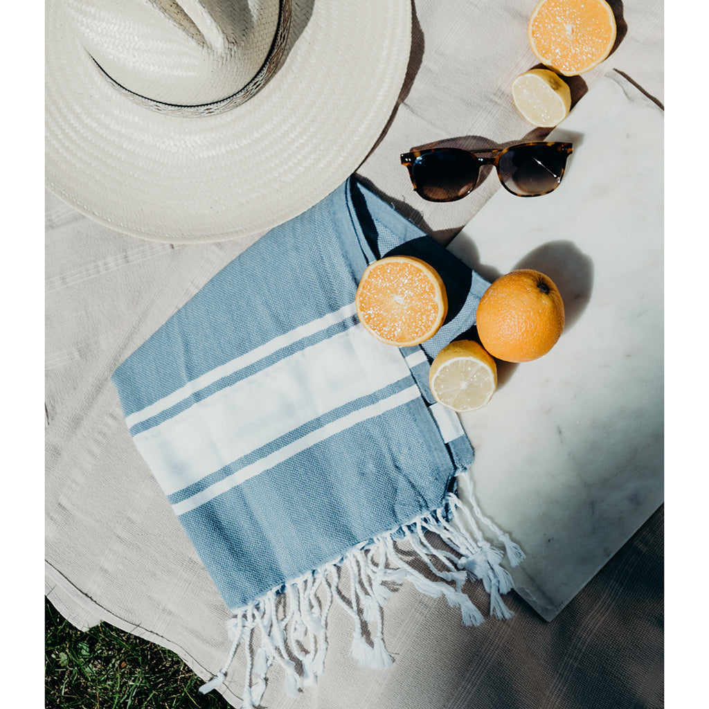 Essential Stripe Turkish Hand Towel | 43” × 22” | 100% Turkish Cotton | SLATE + SALT