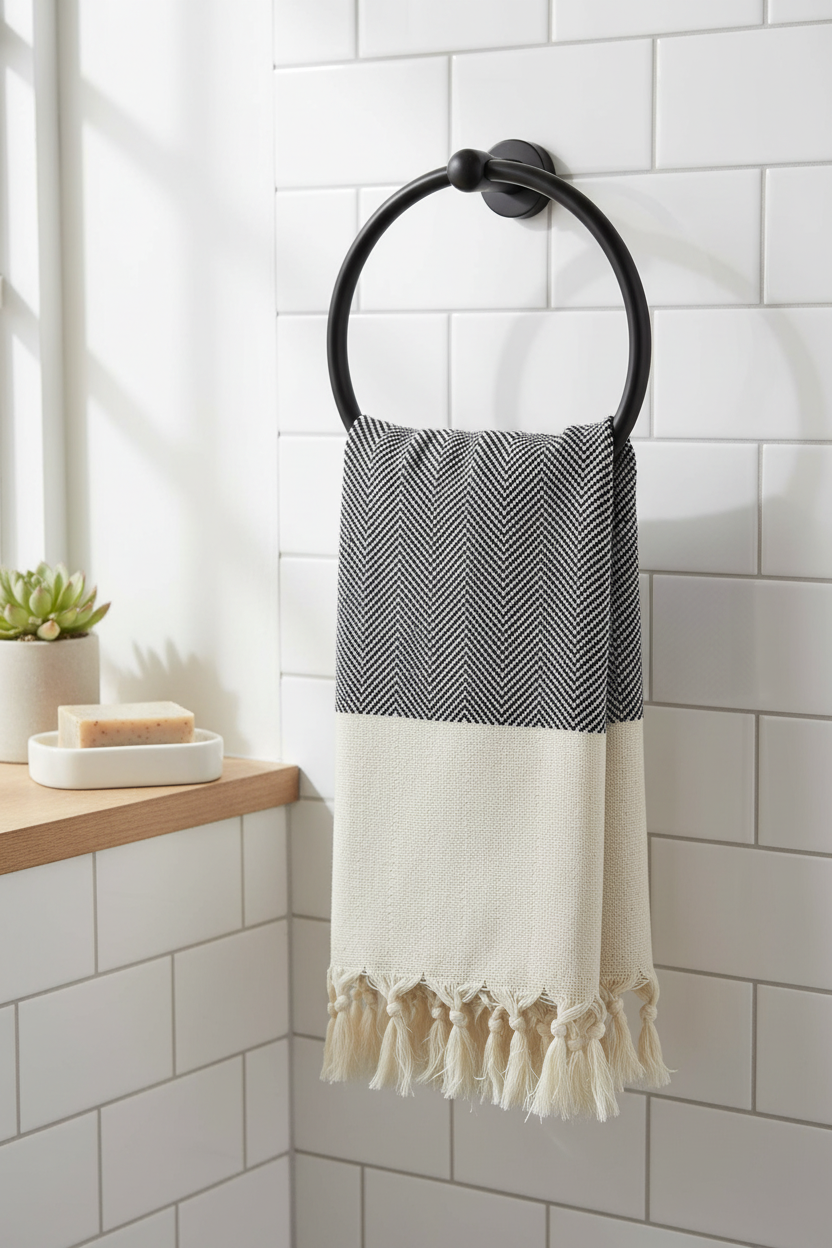 Herringbone Turkish Hand Towel | 39” × 18” | 100% Turkish Cotton | SLATE + SALT
