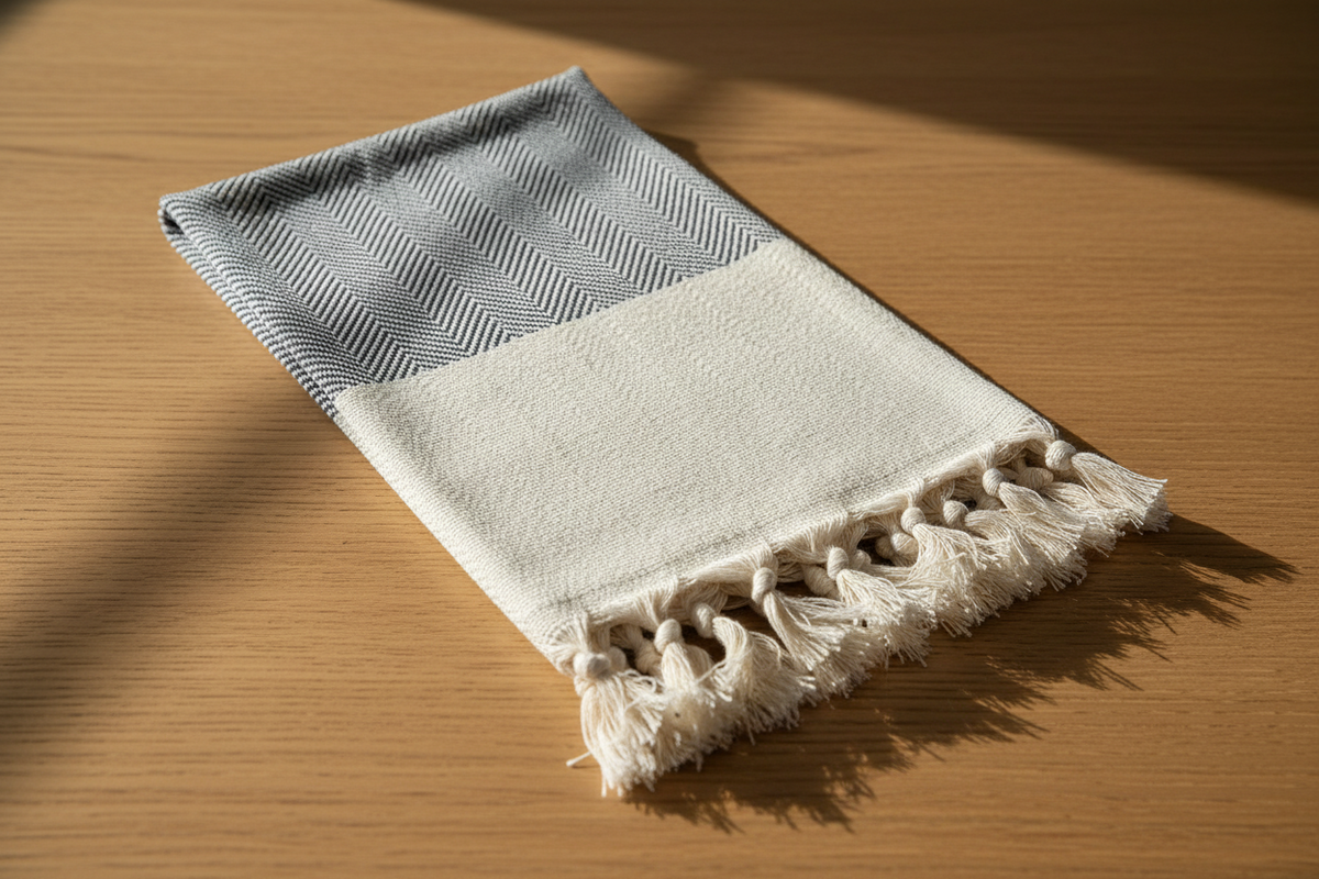Herringbone Turkish Hand Towel | 39” × 18” | 100% Turkish Cotton | SLATE + SALT