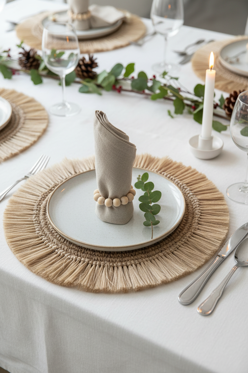 Wooden Sphere Napkin Ring Set of 4 | Natural Wood | Handcrafted | Tallo de Olivo | Colombia